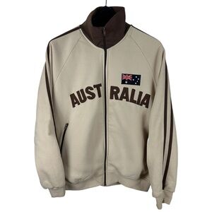 Vintage Y2K Mr Kangaroo Australia Brown Full Zip Track Jacket Size L